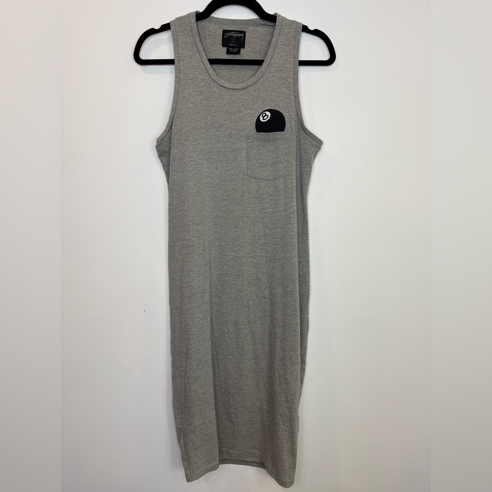 Stussy 8 ball embroidery Gray Sleeveless Dress size small